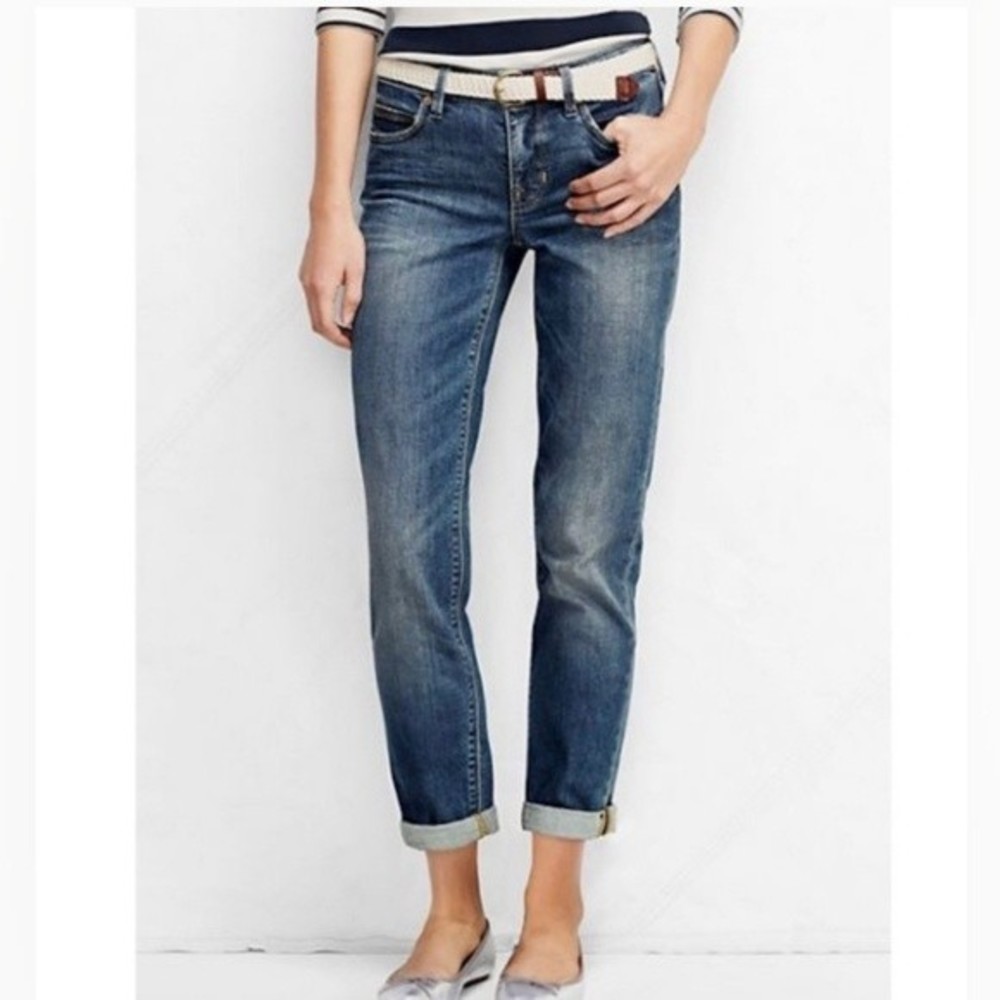 LAND'S END low rise distressed rolled cuff jeans SZ 6